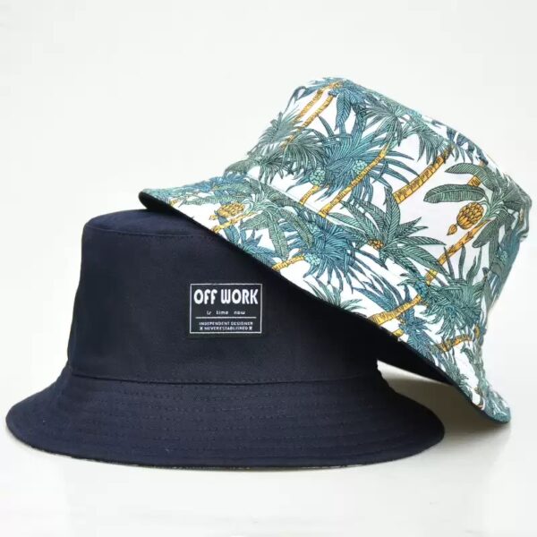 Palm Tree Reversible Bucket Hat (Navy)