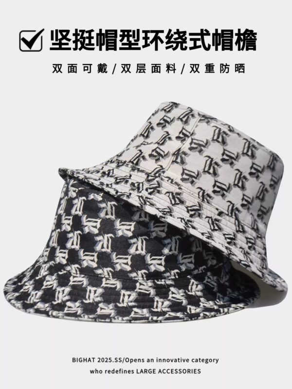 Jacquard Letter Reversible Bucket Hat