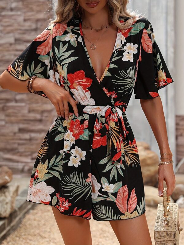 Beach one-piece swimsuit1 Loose-printed jumpsuit