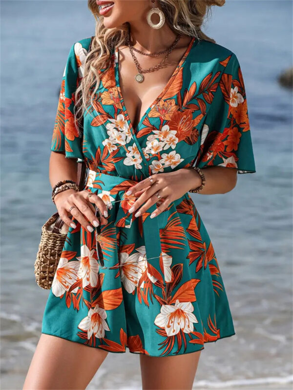 Beach one-piece swimsuit7 Loose-printed jumpsuit