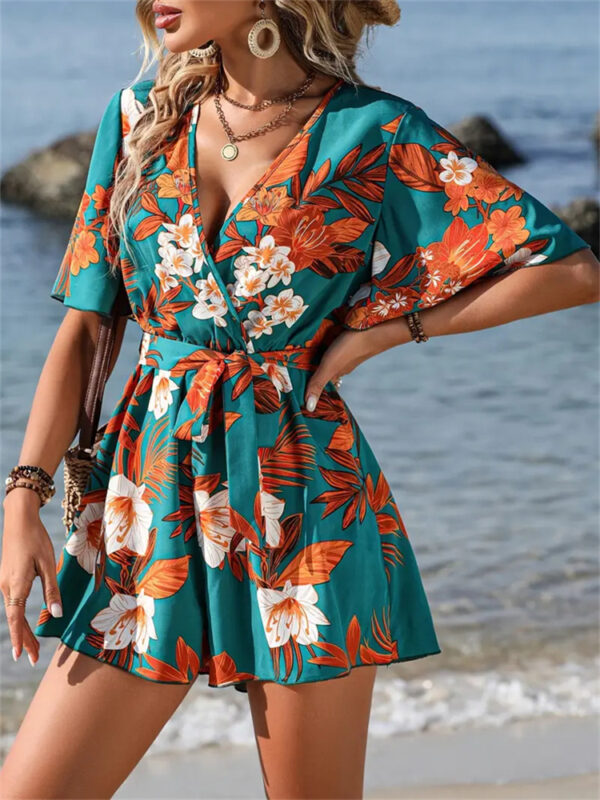 Beach one-piece swimsuit8 Loose-printed jumpsuit