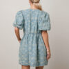 Blue Flower Drawstring Women's Jeans Dress2 Elegant, fashionable and sweet denim blue bubble-handled dress with blue floral drawstring – European-style denim dress.