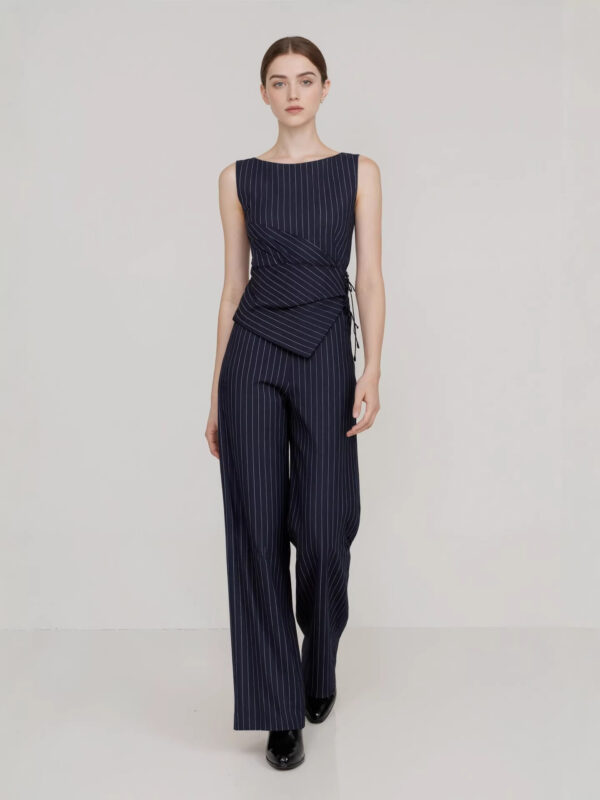 Fashion sleeveless asymmetrical top straight leg pants set1 Fashion sleeveless asymmetrical top straight leg pants set